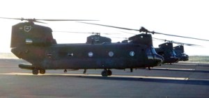 Three Ohio National Guard Chinook helicopters
